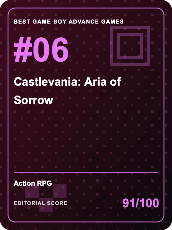 Original editorial title card for Castlevania: Aria of Sorrow